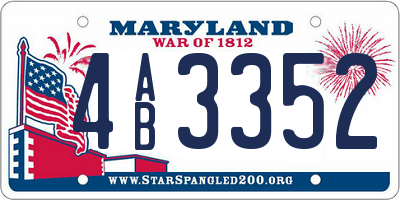 MD license plate 4AB3352