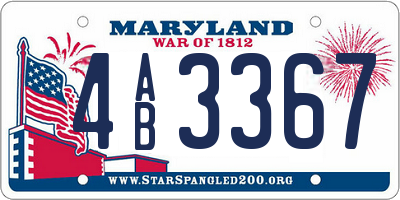 MD license plate 4AB3367
