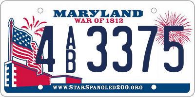 MD license plate 4AB3375