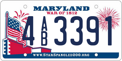 MD license plate 4AB3391