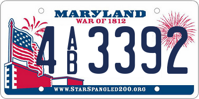 MD license plate 4AB3392