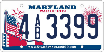MD license plate 4AB3399