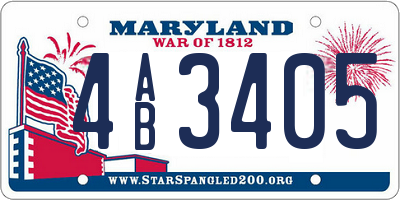 MD license plate 4AB3405