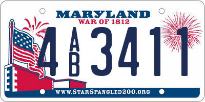 MD license plate 4AB3411