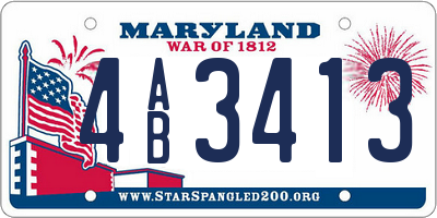 MD license plate 4AB3413