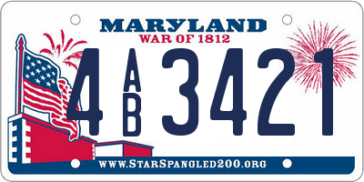 MD license plate 4AB3421