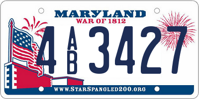 MD license plate 4AB3427