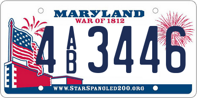 MD license plate 4AB3446