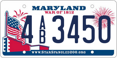 MD license plate 4AB3450