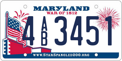 MD license plate 4AB3451