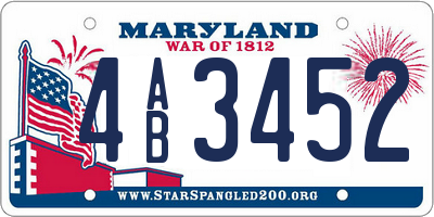 MD license plate 4AB3452
