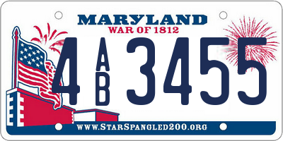 MD license plate 4AB3455