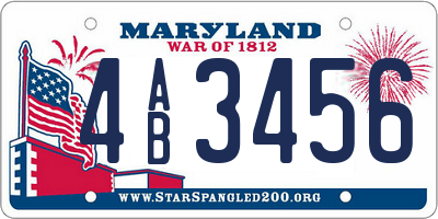 MD license plate 4AB3456