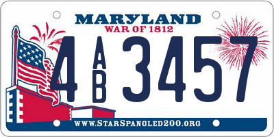 MD license plate 4AB3457