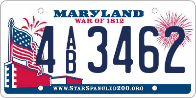 MD license plate 4AB3462