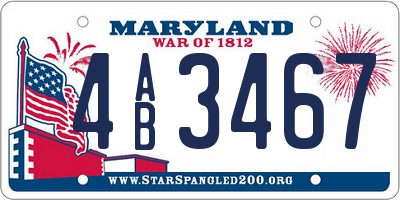 MD license plate 4AB3467