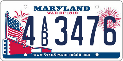 MD license plate 4AB3476