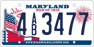 MD license plate 4AB3477
