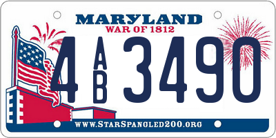 MD license plate 4AB3490