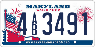MD license plate 4AB3491