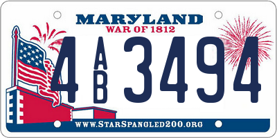 MD license plate 4AB3494