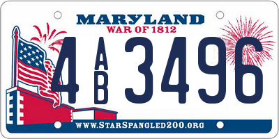 MD license plate 4AB3496