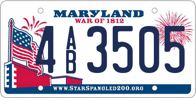 MD license plate 4AB3505