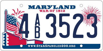 MD license plate 4AB3523