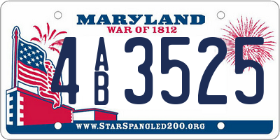 MD license plate 4AB3525