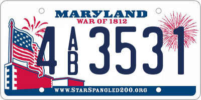 MD license plate 4AB3531