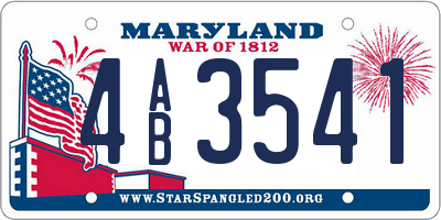 MD license plate 4AB3541