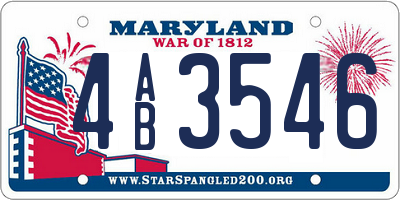 MD license plate 4AB3546
