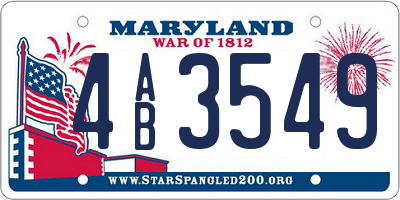MD license plate 4AB3549