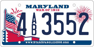 MD license plate 4AB3552