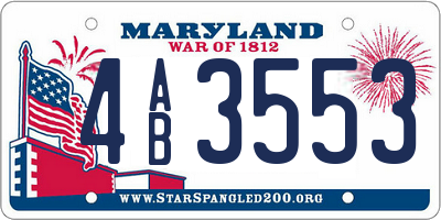 MD license plate 4AB3553