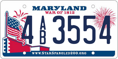 MD license plate 4AB3554