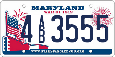 MD license plate 4AB3555