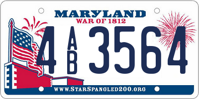 MD license plate 4AB3564