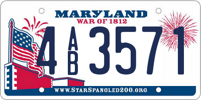 MD license plate 4AB3571