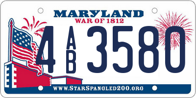 MD license plate 4AB3580