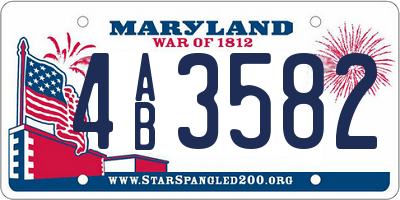 MD license plate 4AB3582