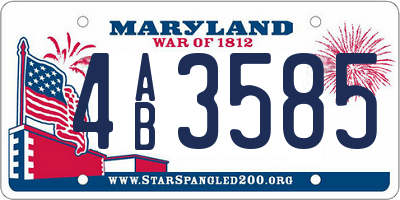 MD license plate 4AB3585