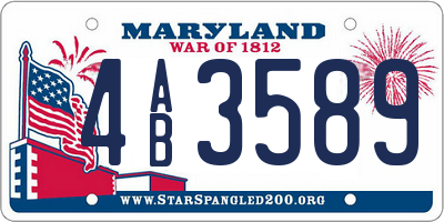 MD license plate 4AB3589