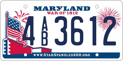 MD license plate 4AB3612