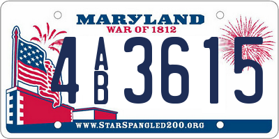 MD license plate 4AB3615