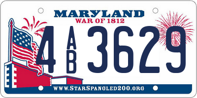 MD license plate 4AB3629