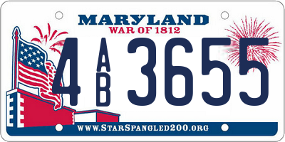 MD license plate 4AB3655