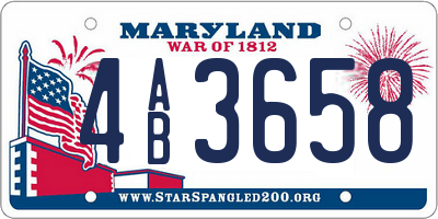 MD license plate 4AB3658