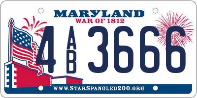 MD license plate 4AB3666