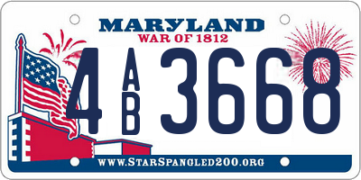 MD license plate 4AB3668